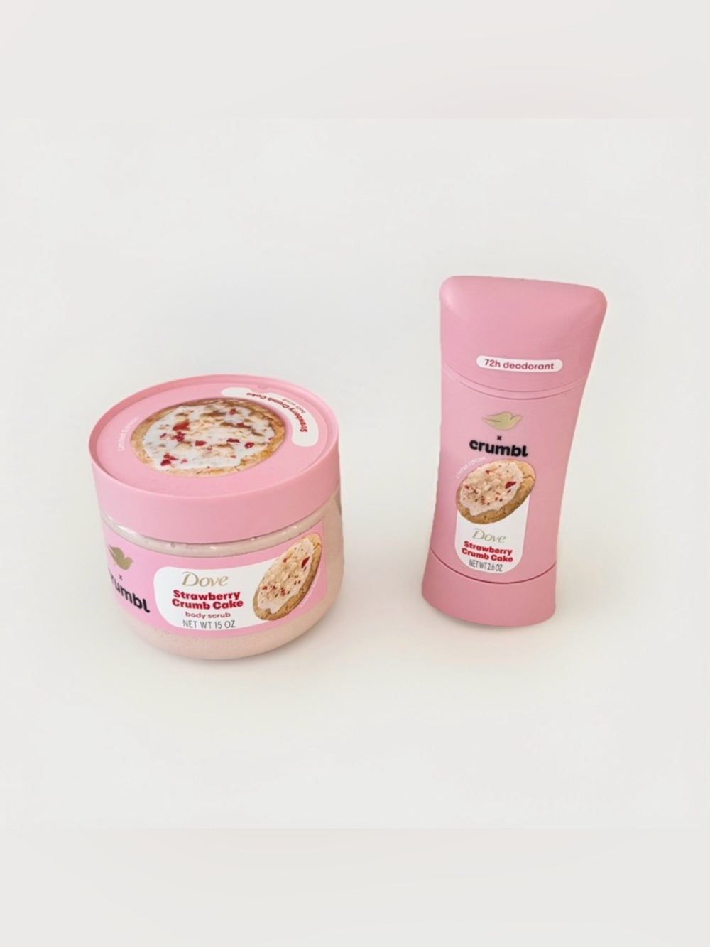 Dove X Crumbl Body Scrub & Deodorant Strawberry Crumb Cake Cookie NEW